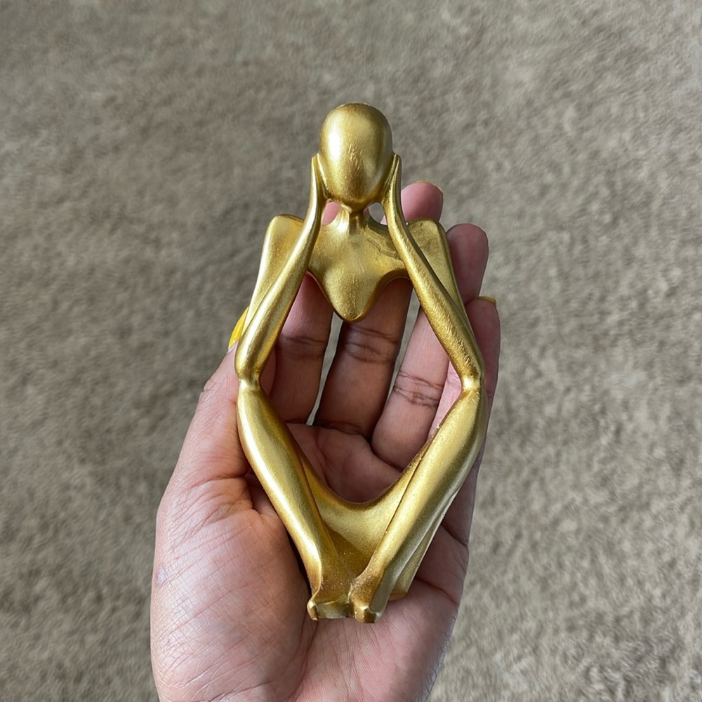 Gold Abstract Thinker Sculpture